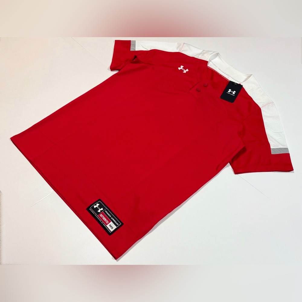 M Under Armour Authentic Men’s HeatGear Backstop Henley Baseball Jersey 1325663